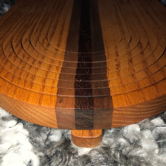 Collapsible Spiral Wood Basket For Fruit And Bread Oak, Red Wood & Walnut 13”X8” - Picture 7 of 10